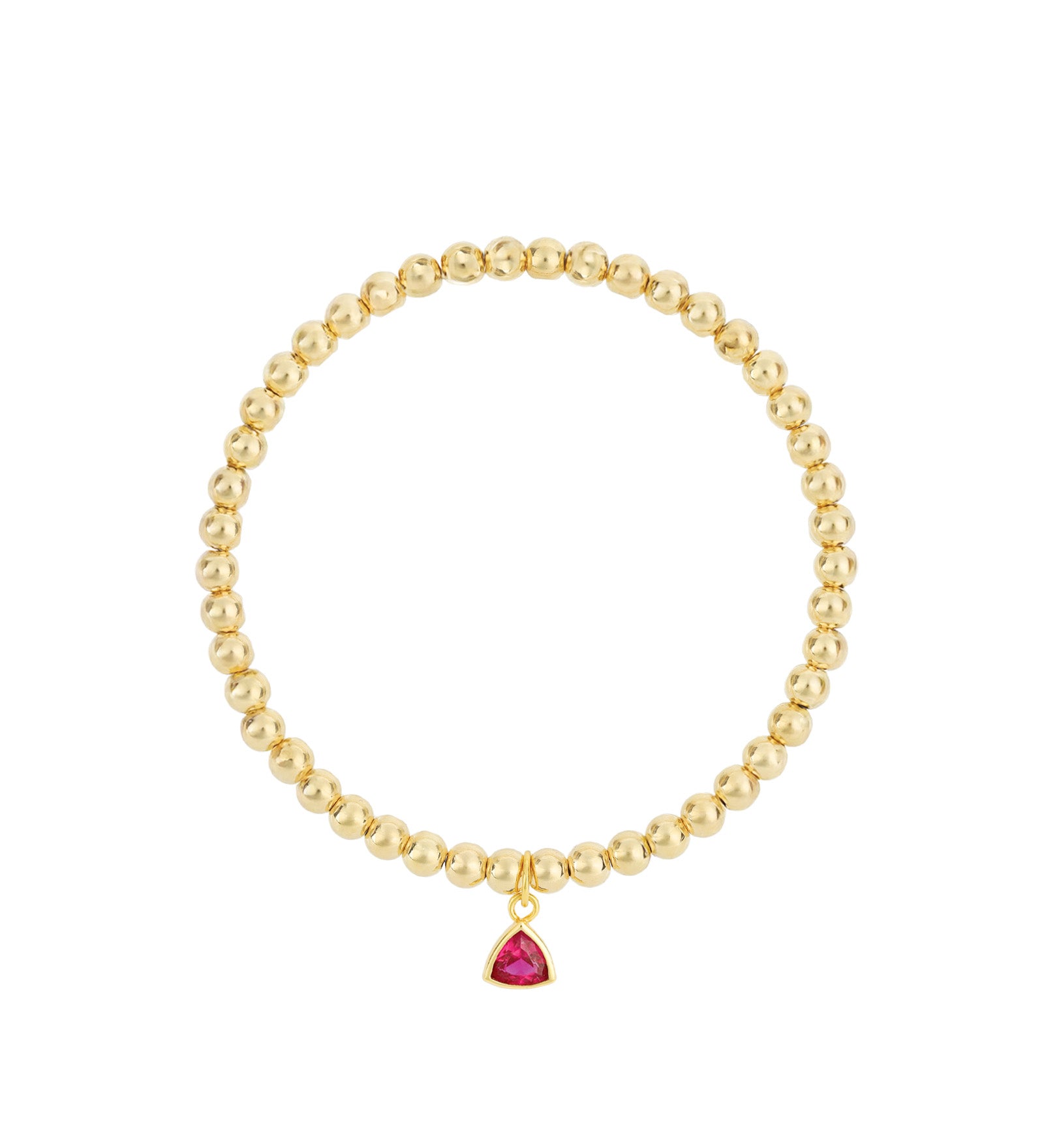 Triangle Charm Bracelet Gold, Red Cubic Zirconia