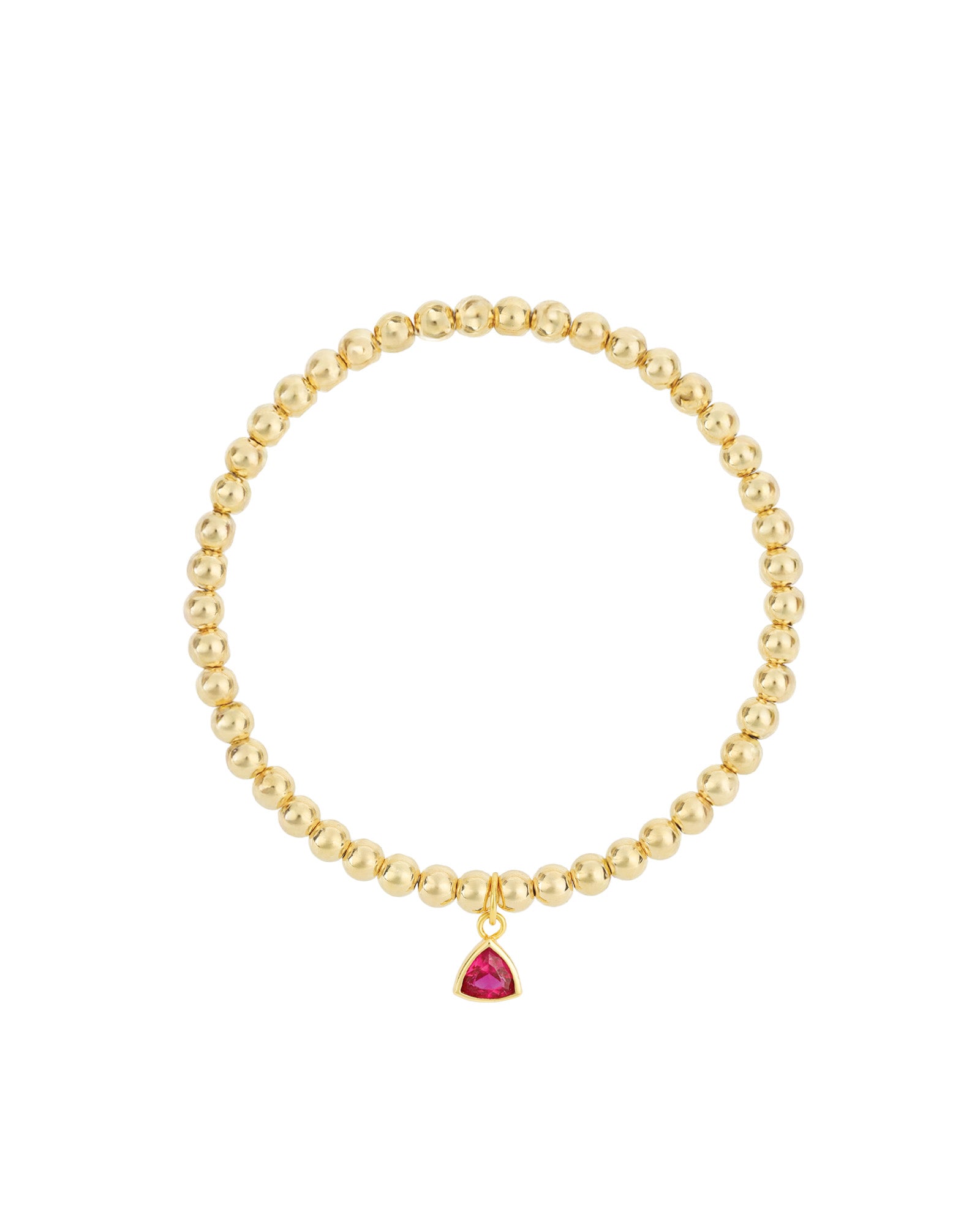 Triangle Charm Bracelet Gold, Red Cubic Zirconia