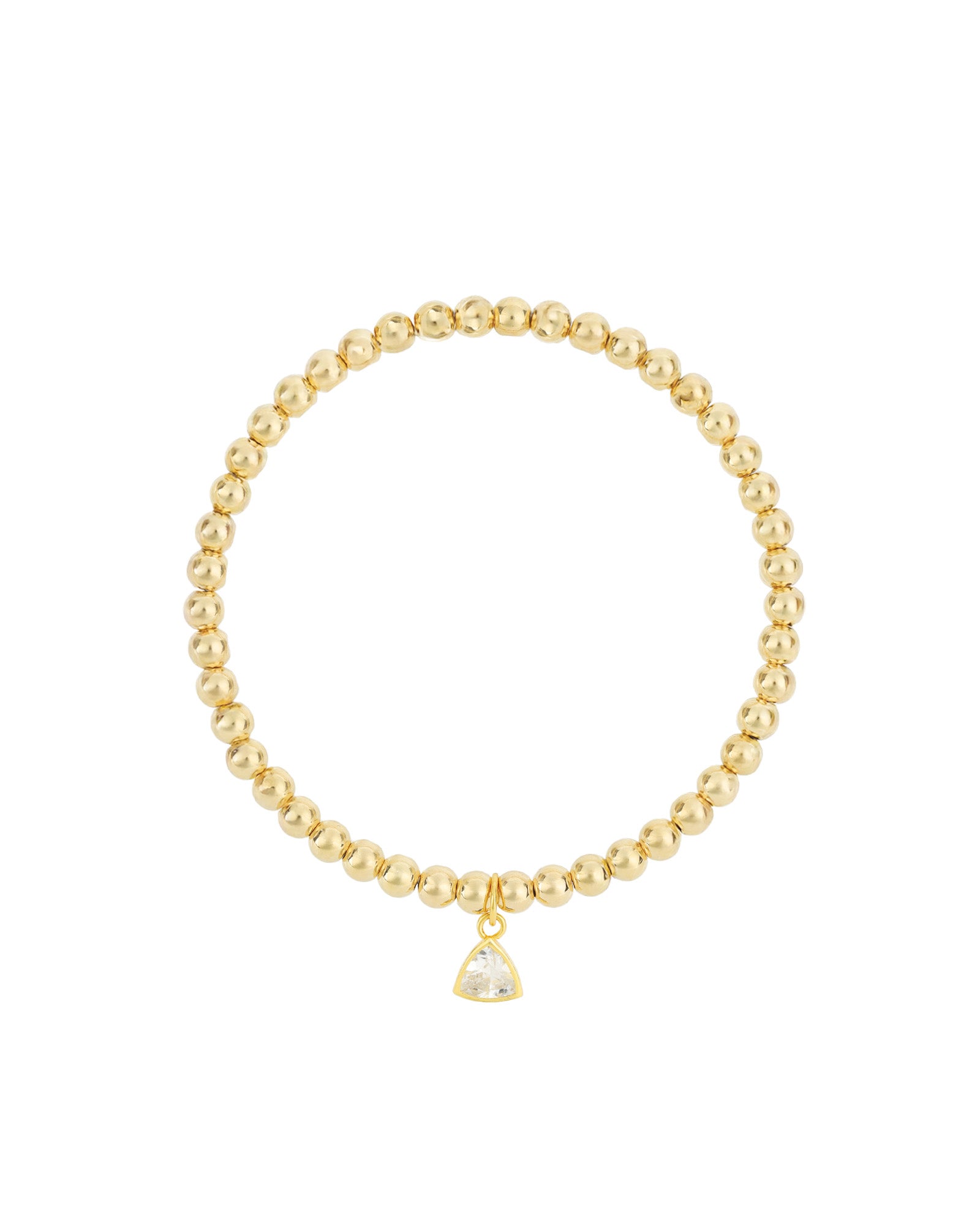 Triangle Charm Bracelet Gold, Clear Cubic Zirconia