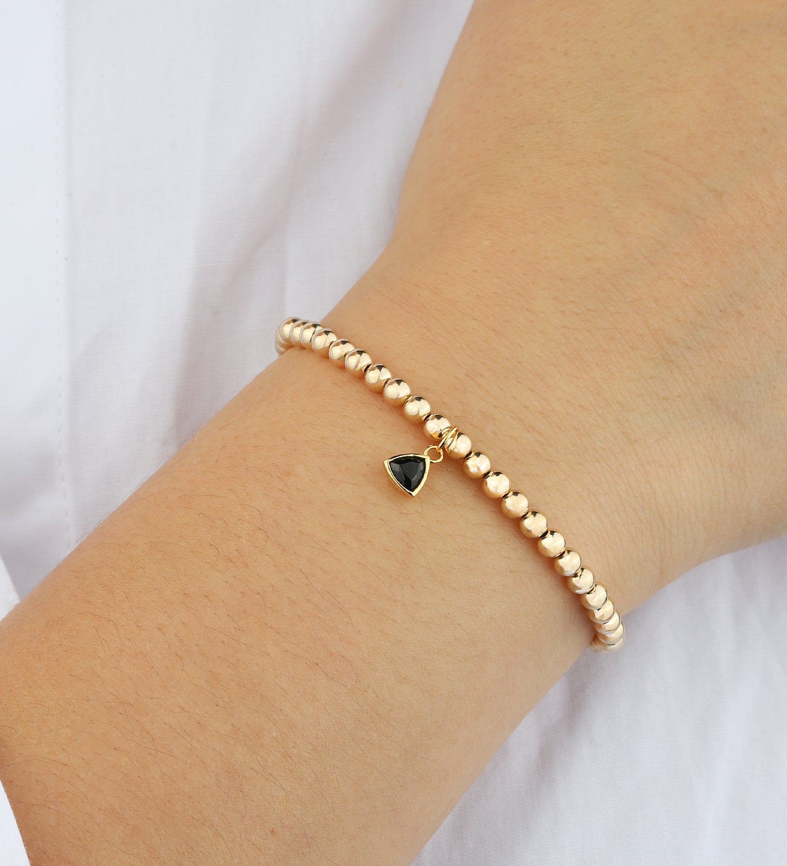 Triangle Charm Bracelet Gold, Black Cubic Zirconia