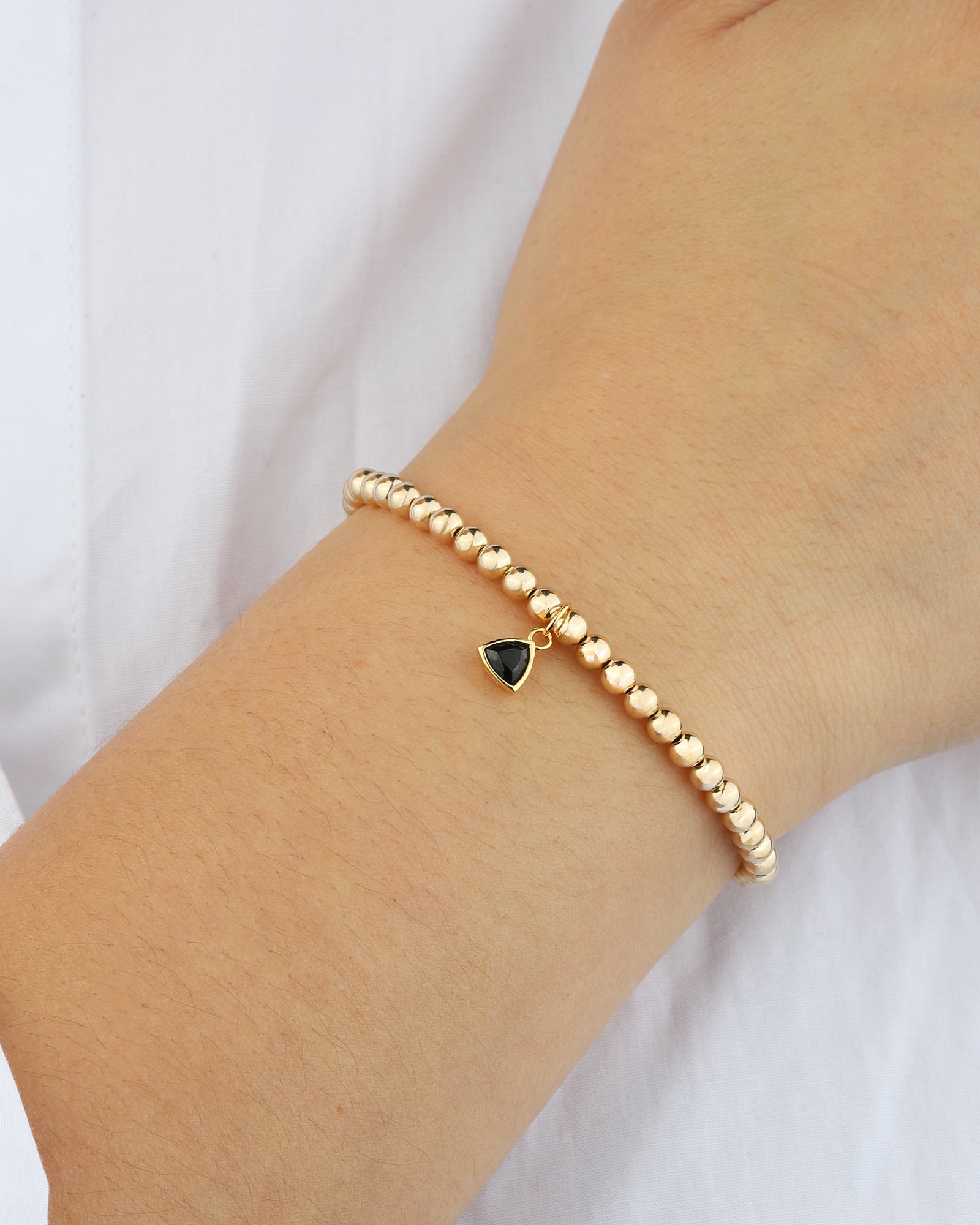 Triangle Charm Bracelet Gold, Black Cubic Zirconia