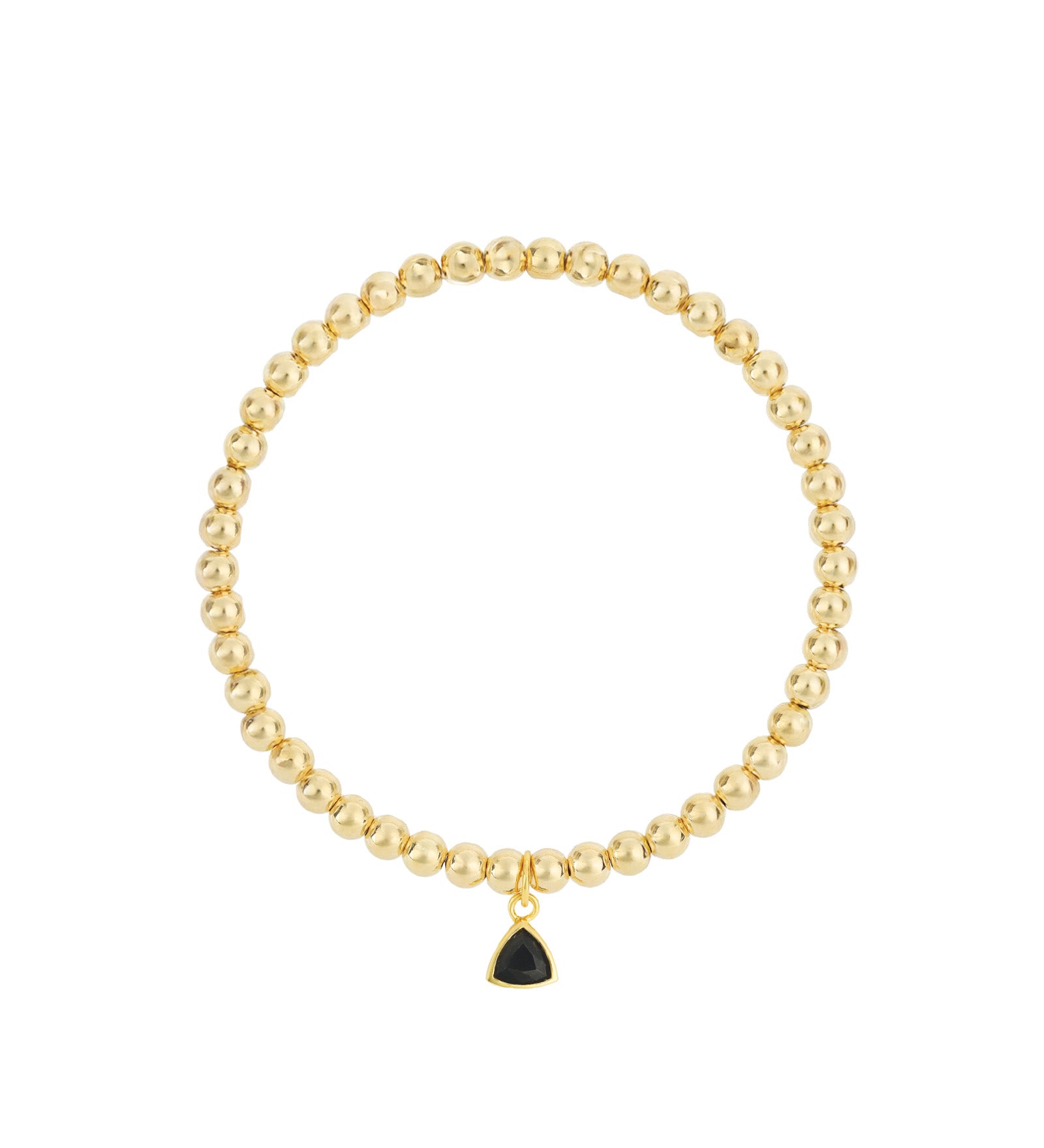 Triangle Charm Bracelet Gold, Black Cubic Zirconia