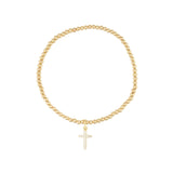 Cause We Care-Cross Charm Beaded Bracelet | 2.5mm-Bracelets-14k Gold Filled, 14k Gold Vermeil, Cubic Zirconia-Blue Ruby Jewellery-Vancouver Canada