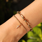 Cause We Care-Cross Charm Beaded Bracelet | 2.5mm-Bracelets-Blue Ruby Jewellery-Vancouver Canada