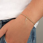 Cause We Care-Cross Charm Beaded Bracelet | 2.5mm-Bracelets-Blue Ruby Jewellery-Vancouver Canada