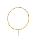 Cause We Care-Cross Charm Beaded Bracelet | 2mm-Bracelets-14k Gold Filled, 14k Gold Vermeil, Cubic Zirconia-Blue Ruby Jewellery-Vancouver Canada