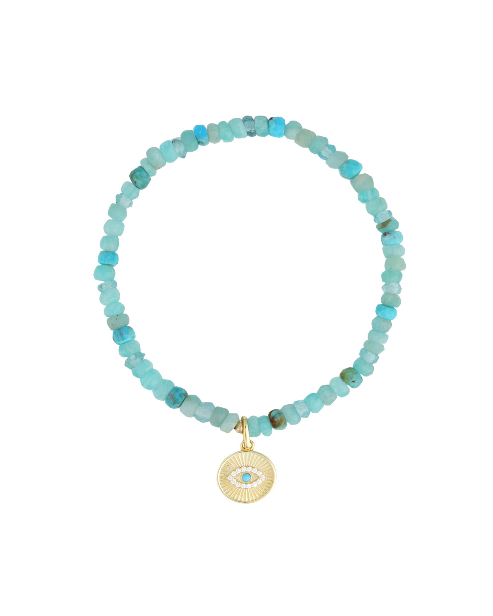 Cause We Care-Evil Eye Charm Beaded Bracelet-Bracelets-14k Gold Filled, 14k Gold Vermeil, Amazonite-Blue Ruby Jewellery-Vancouver Canada
