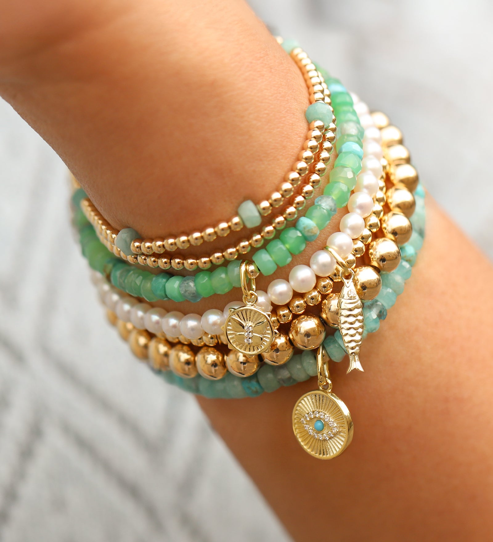 Cause We Care-Evil Eye Charm Beaded Bracelet-Bracelets-Blue Ruby Jewellery-Vancouver Canada