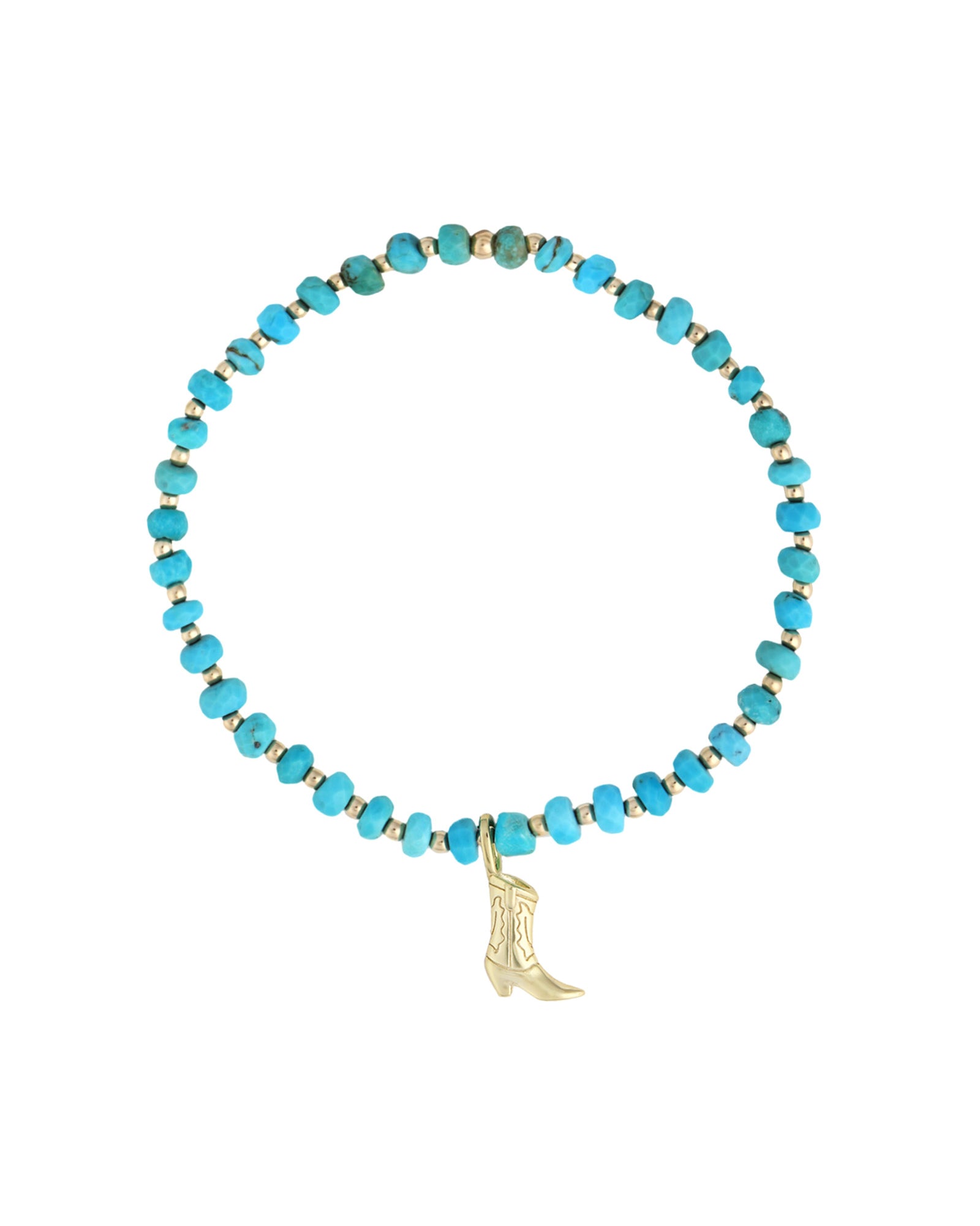 Cause We Care-Cowboy Boot Charm Beaded Bracelet-Bracelets-14k Gold Filled, 14k Gold Vermeil, Turquoise-Blue Ruby Jewellery-Vancouver Canada
