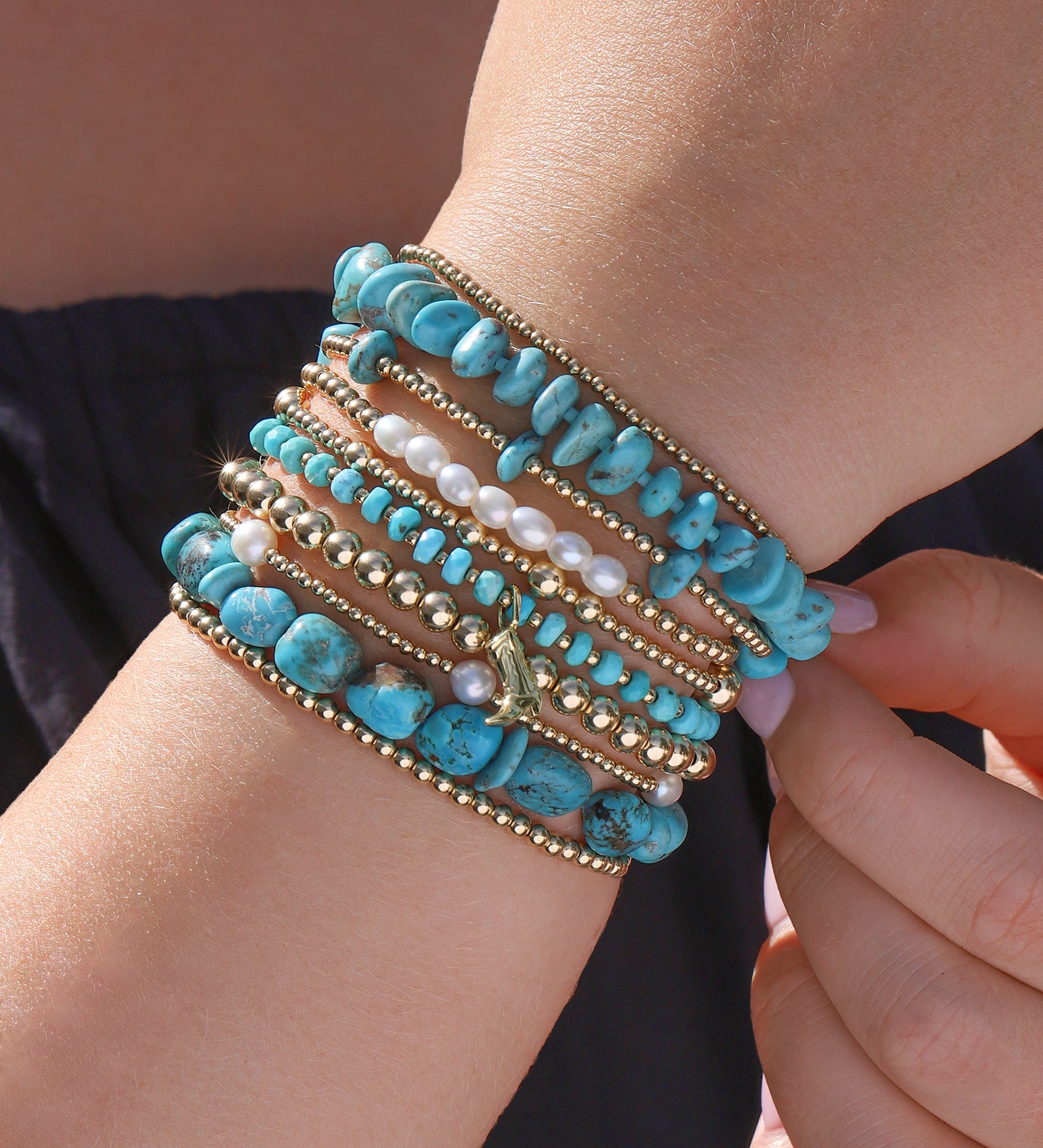 Cause We Care-Chunky Turquoise Stone Bracelet-Bracelets-Blue Ruby Jewellery-Vancouver Canada