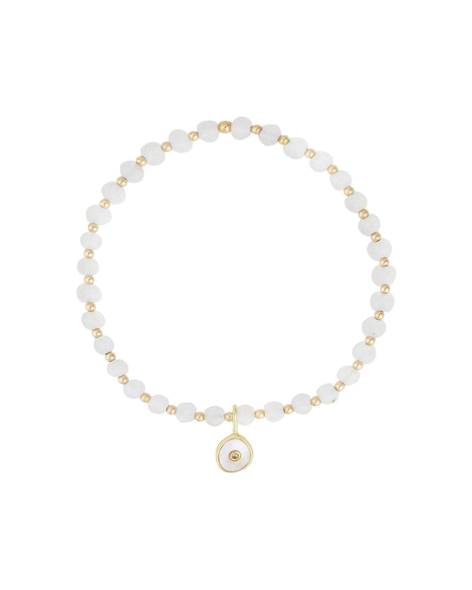 Cause We Care-Mother of Pearl Charm Beaded Bracelet-Bracelets-14k Gold Filled, 14k Gold Vermeil, Mother Of Pearl-Blue Ruby Jewellery-Vancouver Canada