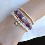 Cause We Care-Mother of Pearl Charm Beaded Bracelet-Bracelets-Blue Ruby Jewellery-Vancouver Canada