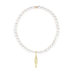 Cause We Care-Fish Charm Beaded Bracelet-Bracelets-14k Gold Filled, 14k Gold Vermeil, White Pearl-Blue Ruby Jewellery-Vancouver Canada