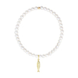 Cause We Care-Fish Charm Beaded Bracelet-Bracelets-14k Gold Filled, 14k Gold Vermeil, White Pearl-Blue Ruby Jewellery-Vancouver Canada