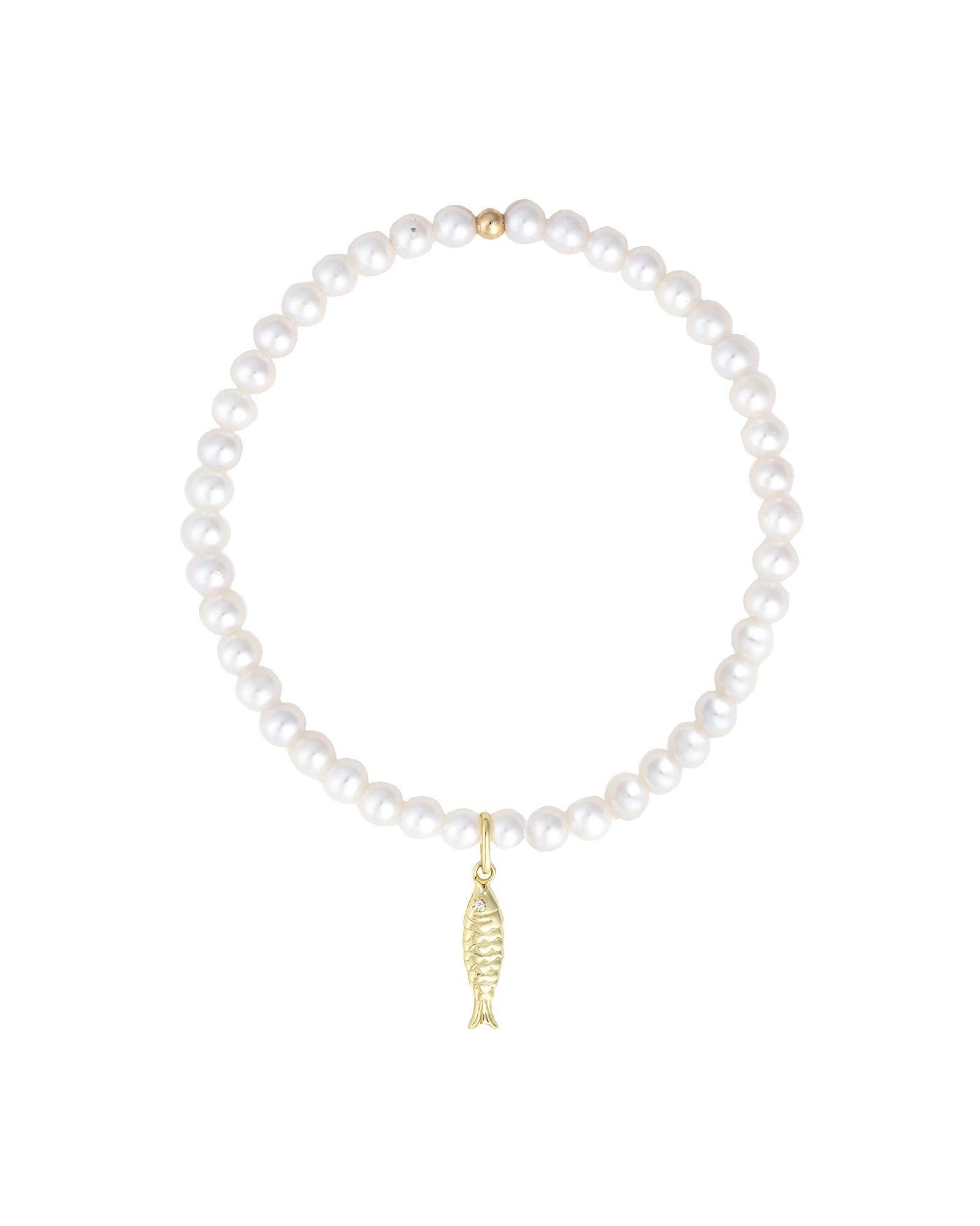 Cause We Care-Fish Charm Beaded Bracelet-Bracelets-14k Gold Filled, 14k Gold Vermeil, White Pearl-Blue Ruby Jewellery-Vancouver Canada