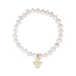 Cause We Care-Hamsa Hand Silverite Beaded Bracelet-Bracelets-14k Gold Filled, 14k Gold Vermeil, Silverite-Blue Ruby Jewellery-Vancouver Canada