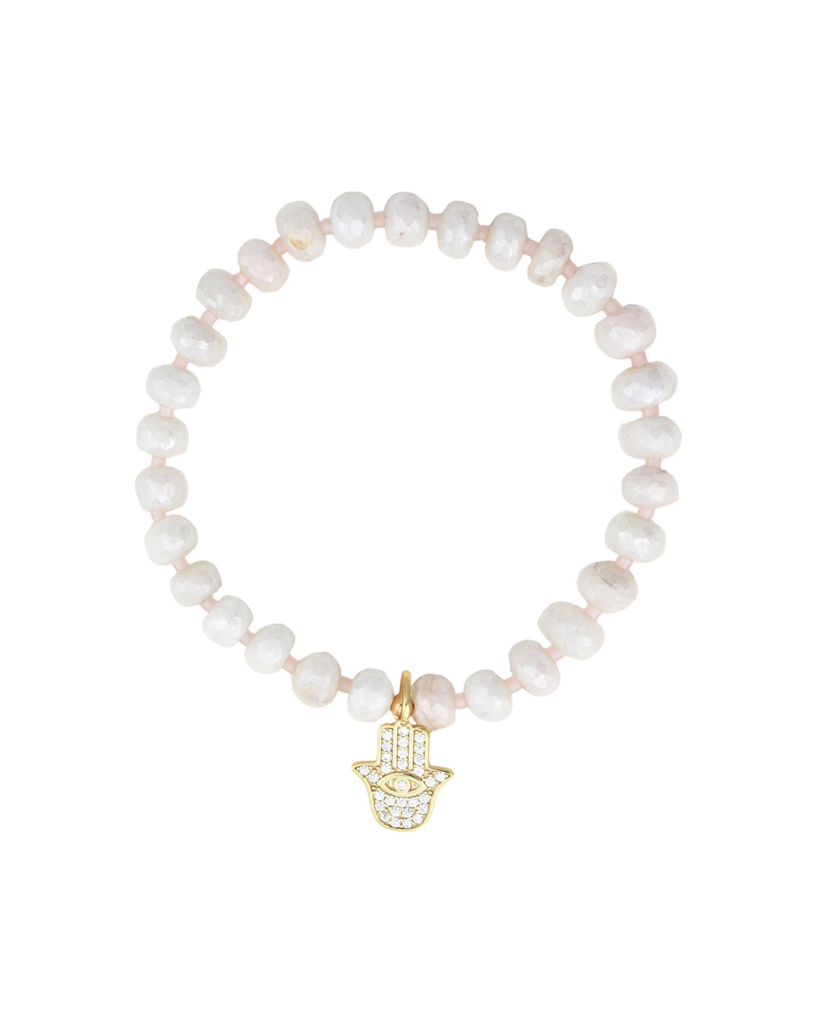 Cause We Care-Hamsa Hand Silverite Beaded Bracelet-Bracelets-14k Gold Filled, 14k Gold Vermeil, Silverite-Blue Ruby Jewellery-Vancouver Canada