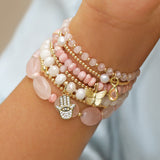 Cause We Care-Hamsa Hand Silverite Beaded Bracelet-Bracelets-Blue Ruby Jewellery-Vancouver Canada