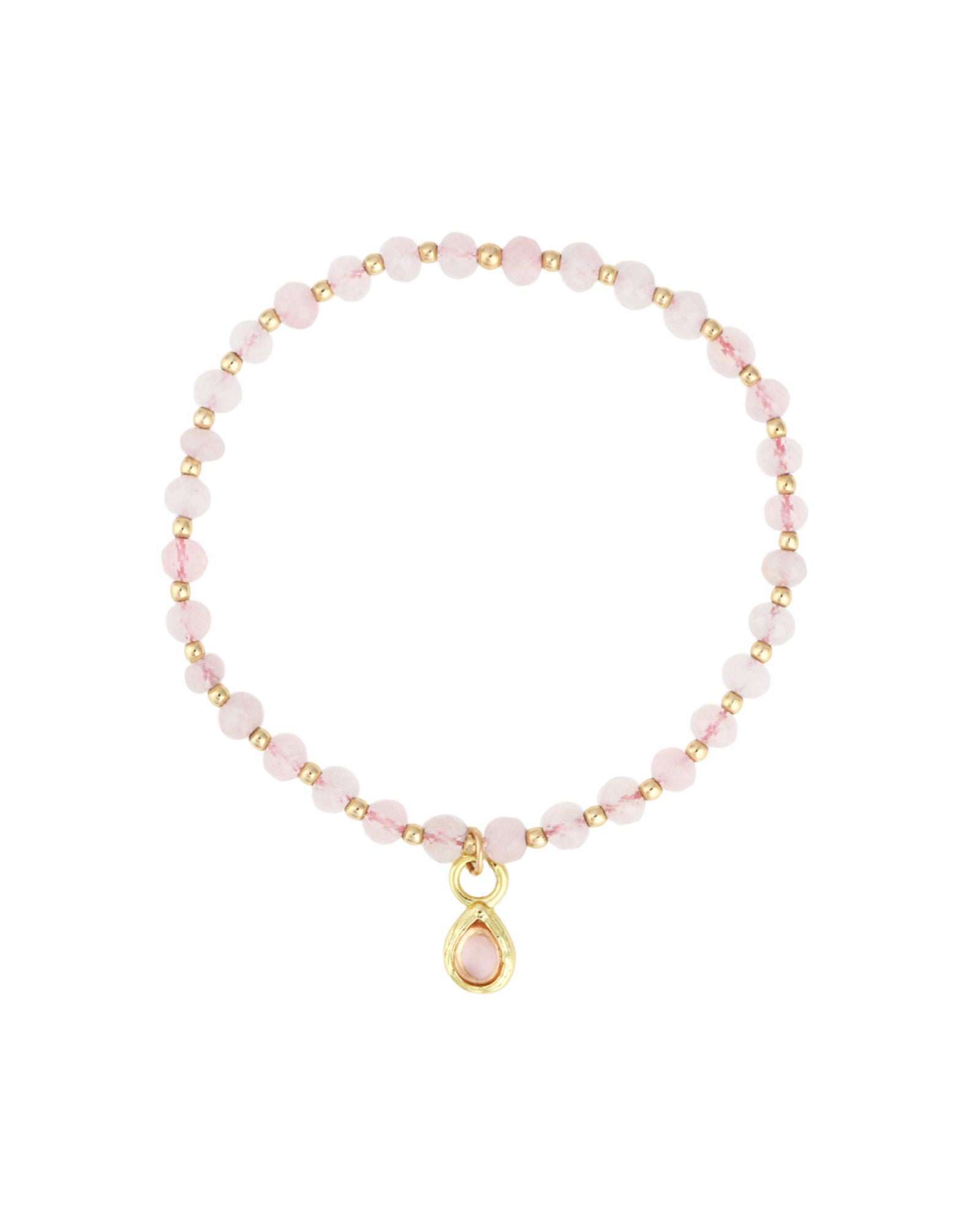 Cause We Care-Bezel Charm Beaded Bracelet-Bracelets-14k Gold Filled, 14k Gold Vermeil, Rose Quartz-Blue Ruby Jewellery-Vancouver Canada