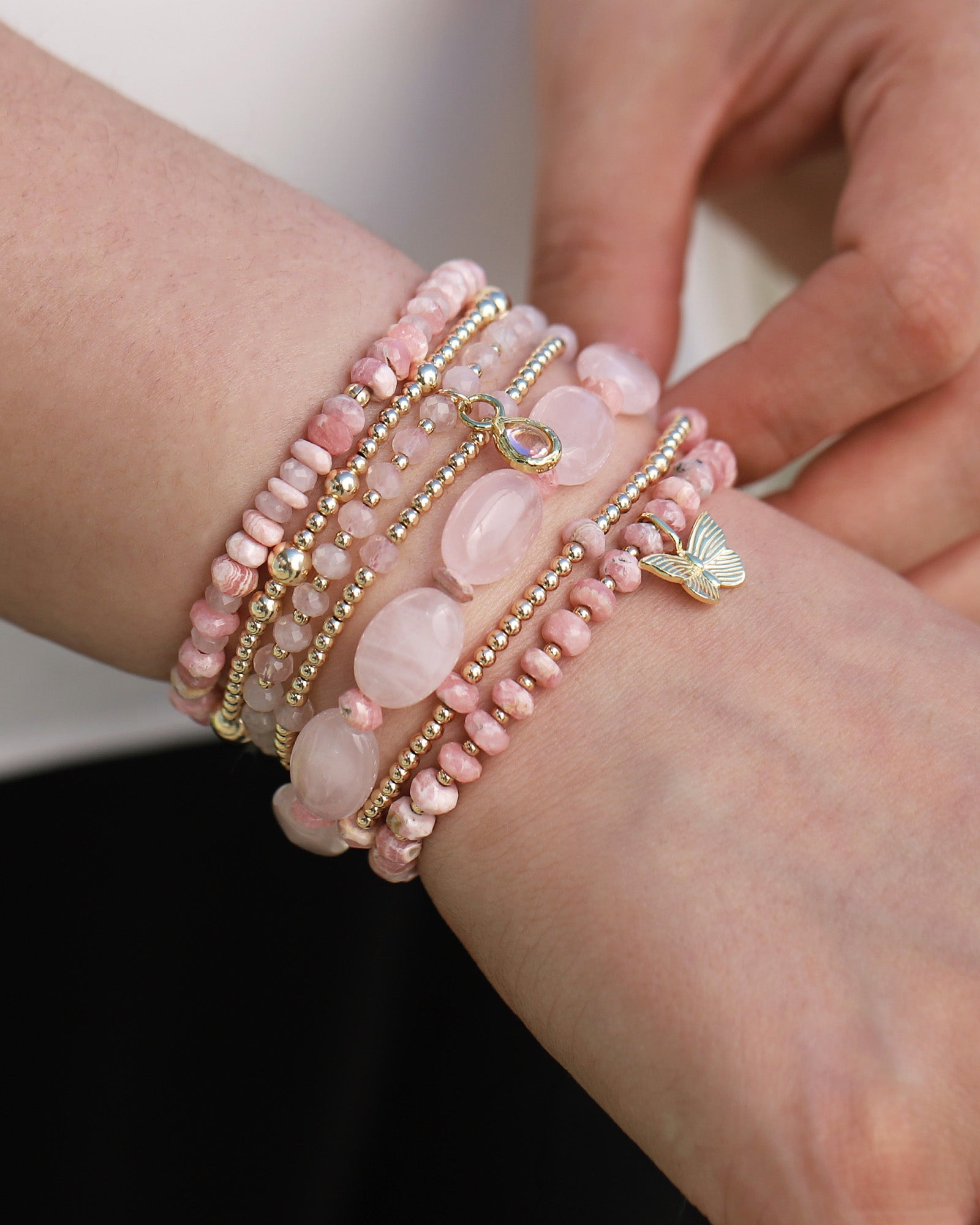 Cause We Care-Oval Rose Quartz Beaded Bracelet-Bracelets-Blue Ruby Jewellery-Vancouver Canada