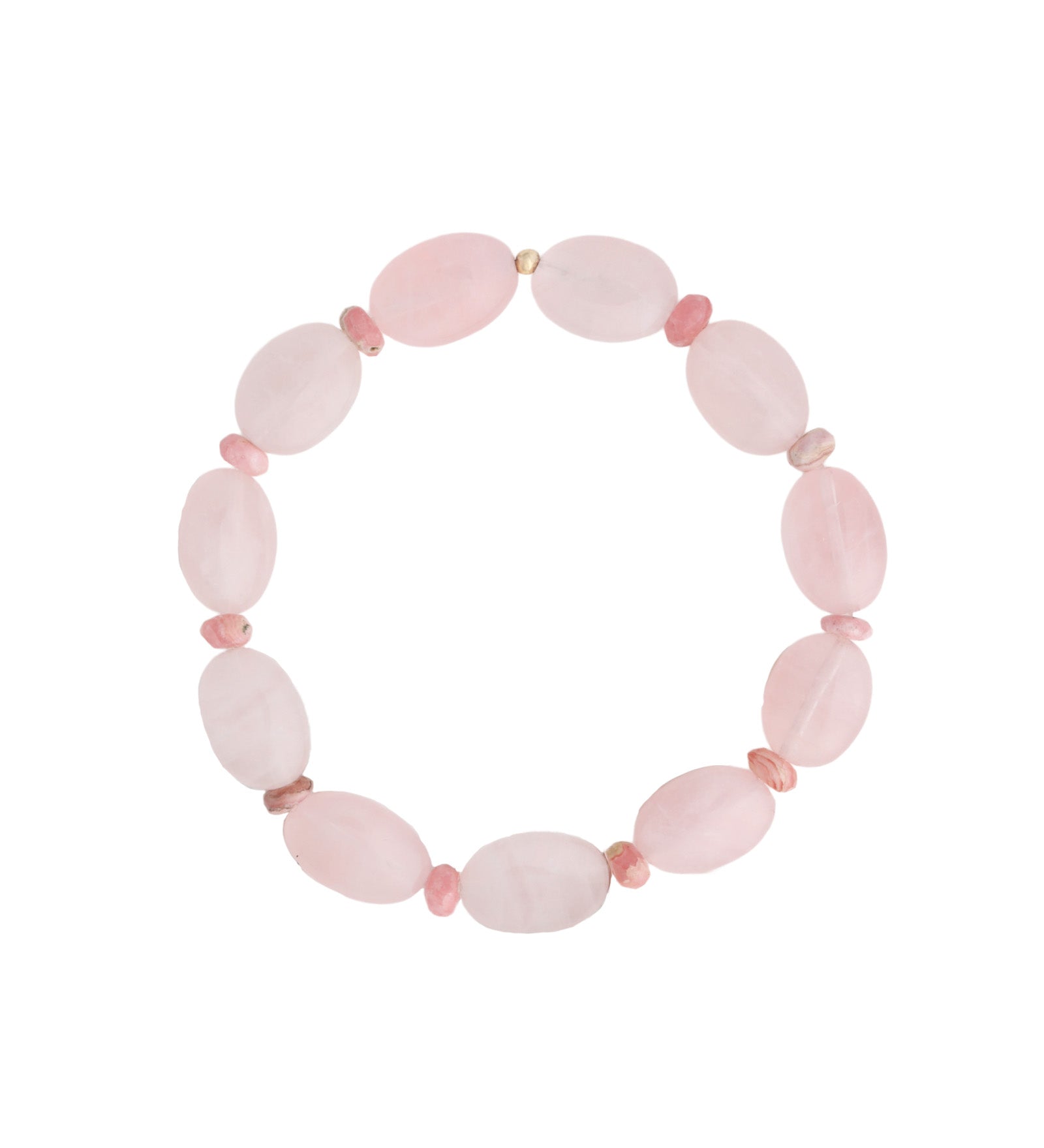 Cause We Care-Oval Rose Quartz Beaded Bracelet-Bracelets-14k Gold Filled, Rose Quartz, Rhodochrosite-Blue Ruby Jewellery-Vancouver Canada