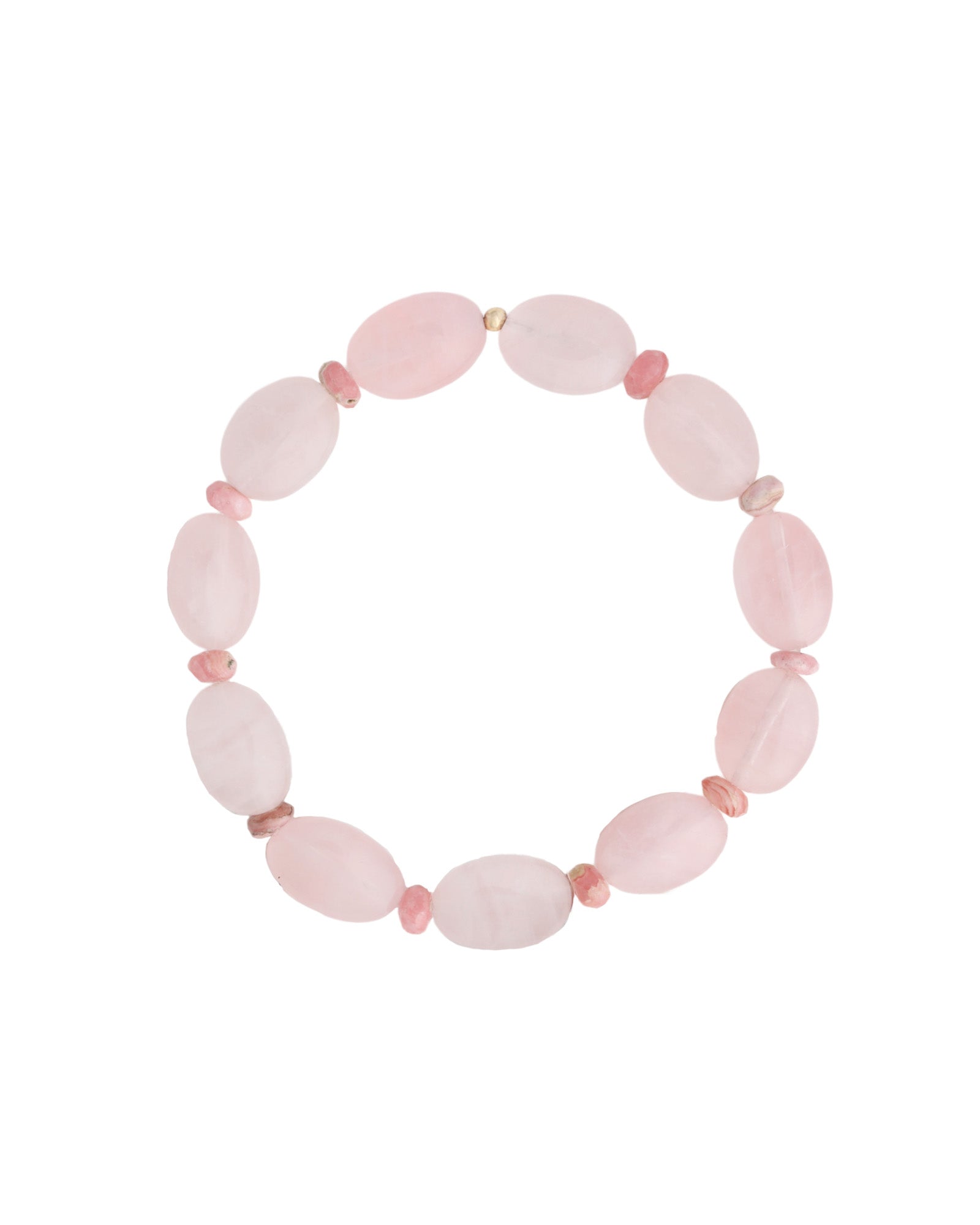 Cause We Care-Oval Rose Quartz Beaded Bracelet-Bracelets-14k Gold Filled, Rose Quartz, Rhodochrosite-Blue Ruby Jewellery-Vancouver Canada