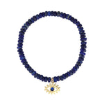 Cause We Care-Lapis Evil Eye Charm Beaded Bracelet-Bracelets-14k Gold Filled, 14k Gold Vermeil, Lapis-Blue Ruby Jewellery-Vancouver Canada