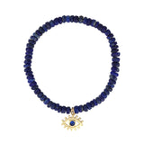 Cause We Care-Lapis Evil Eye Charm Beaded Bracelet-Bracelets-14k Gold Filled, 14k Gold Vermeil, Lapis-Blue Ruby Jewellery-Vancouver Canada