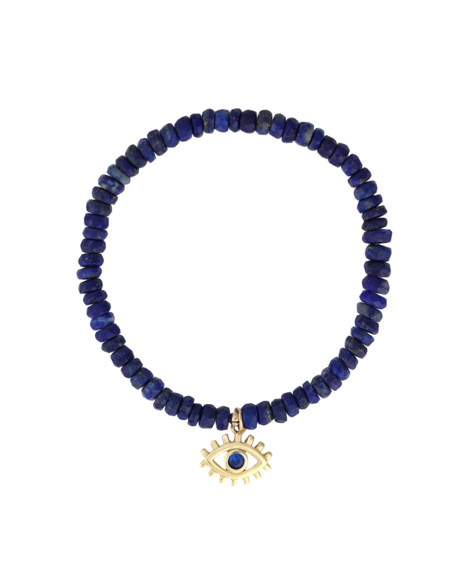 Cause We Care-Lapis Evil Eye Charm Beaded Bracelet-Bracelets-14k Gold Filled, 14k Gold Vermeil, Lapis-Blue Ruby Jewellery-Vancouver Canada