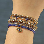 Cause We Care-Lapis Evil Eye Charm Beaded Bracelet-Bracelets-Blue Ruby Jewellery-Vancouver Canada
