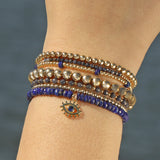 Cause We Care-Lapis Evil Eye Charm Beaded Bracelet-Bracelets-Blue Ruby Jewellery-Vancouver Canada