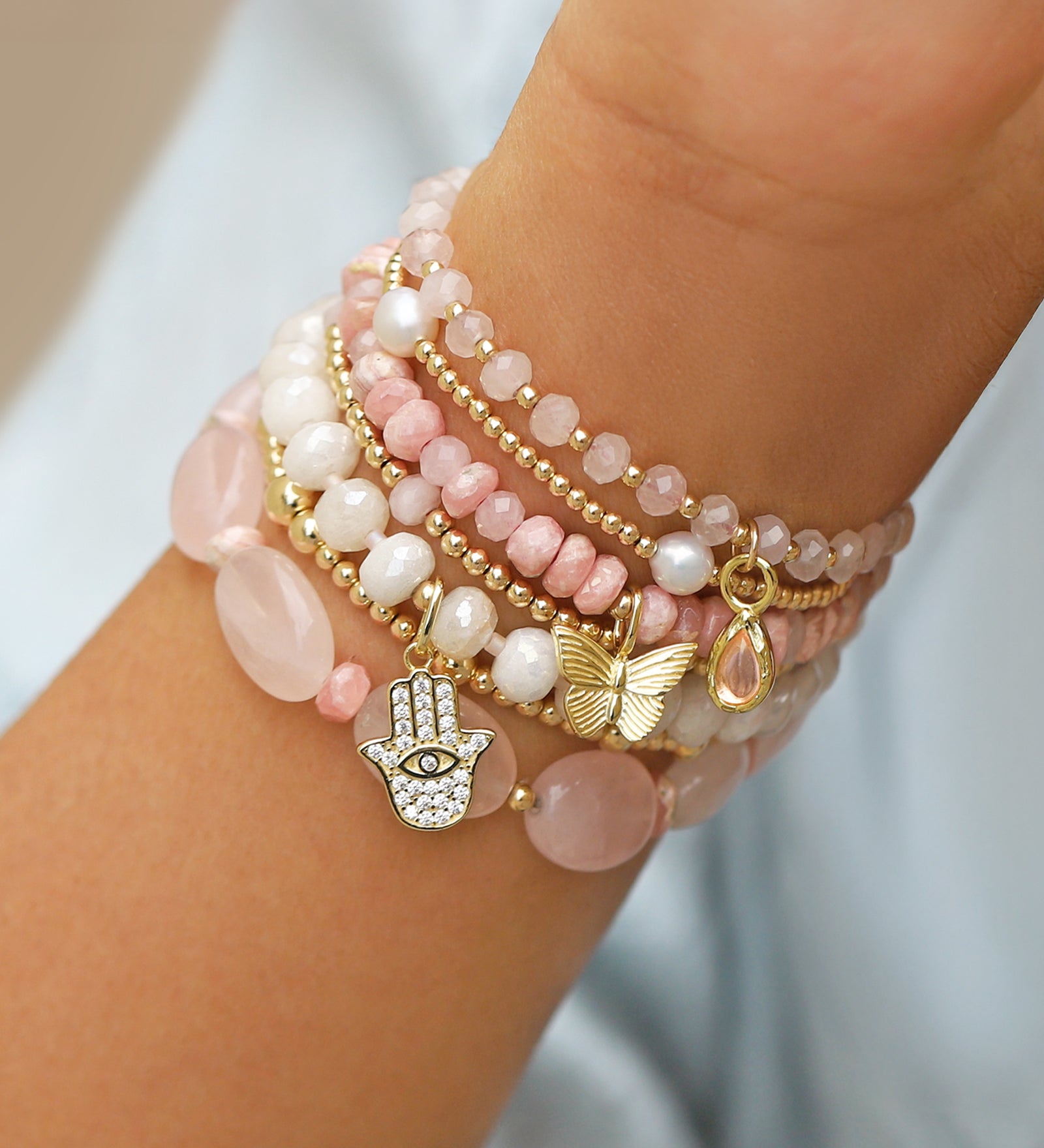 Cause We Care-Butterfly Charm Beaded Bracelet-Bracelets-Blue Ruby Jewellery-Vancouver Canada
