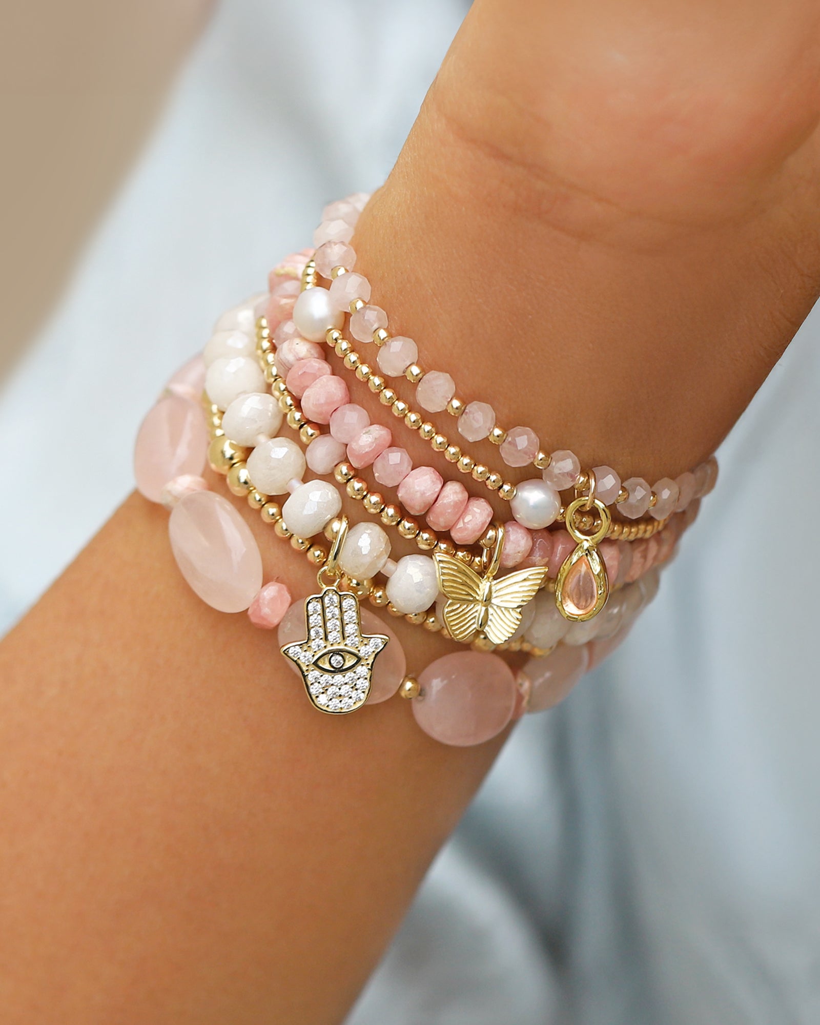 Cause We Care-Butterfly Charm Beaded Bracelet-Bracelets-Blue Ruby Jewellery-Vancouver Canada