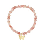 Cause We Care-Butterfly Charm Beaded Bracelet-Bracelets-14k Gold Filled, 14k Gold Vermeil, Rhodochrosite-Blue Ruby Jewellery-Vancouver Canada