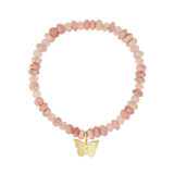 Cause We Care-Butterfly Charm Beaded Bracelet-Bracelets-14k Gold Filled, 14k Gold Vermeil, Rhodochrosite-Blue Ruby Jewellery-Vancouver Canada