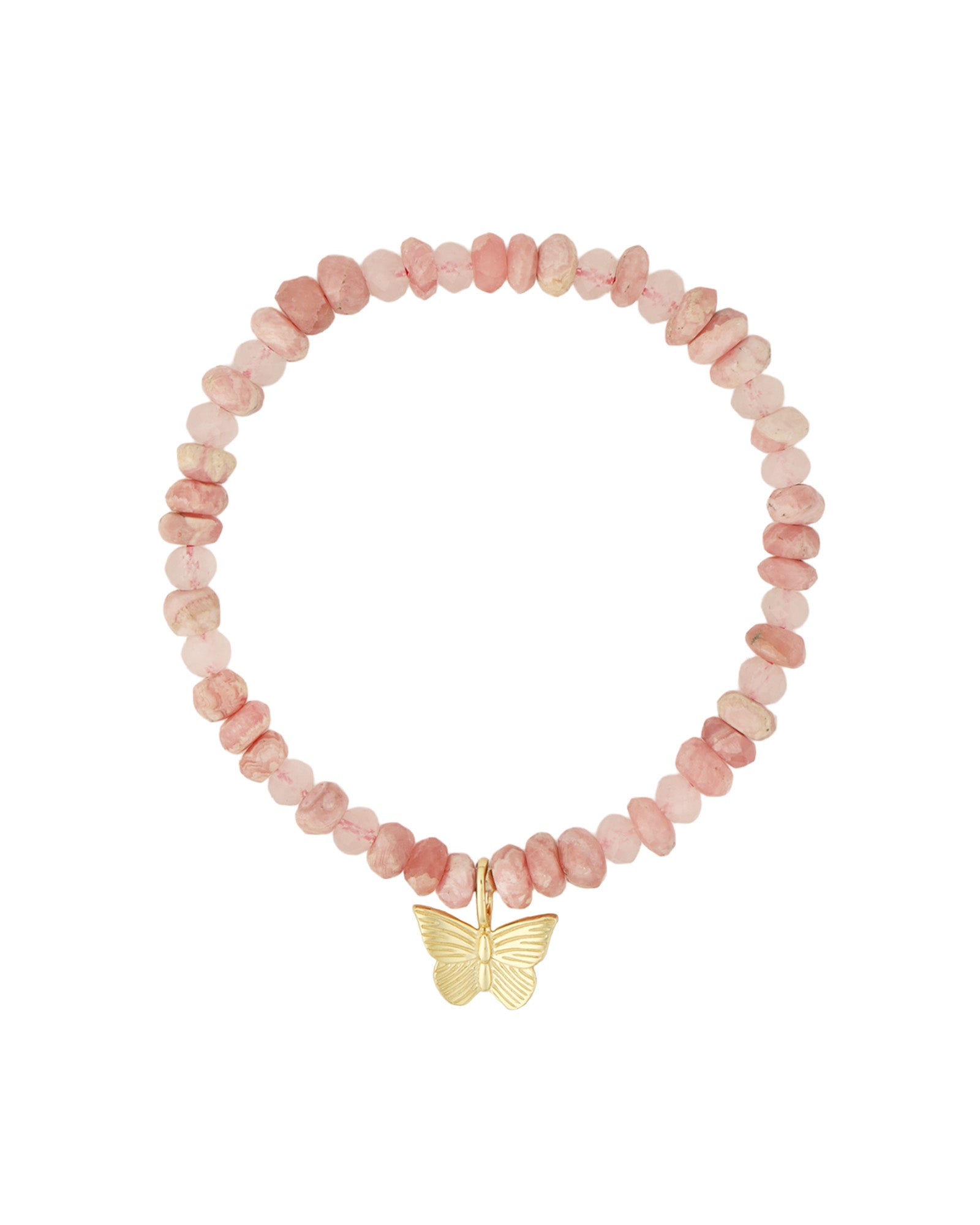 Cause We Care-Butterfly Charm Beaded Bracelet-Bracelets-14k Gold Filled, 14k Gold Vermeil, Rhodochrosite-Blue Ruby Jewellery-Vancouver Canada
