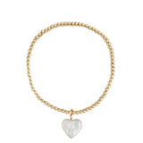 Pearl Heart Charm Beaded Bracelet
