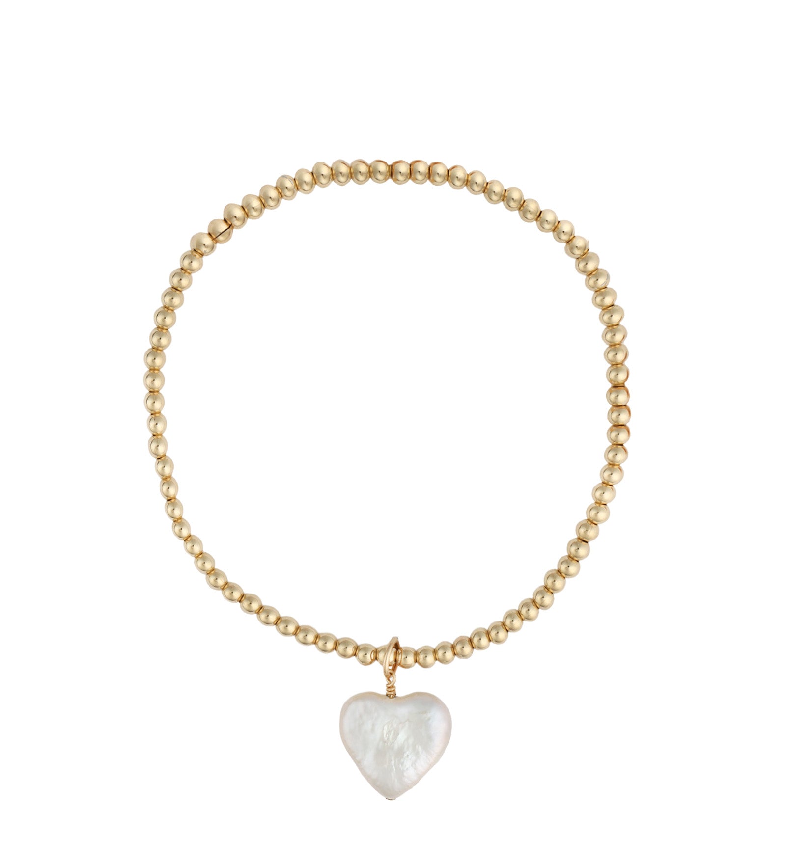 Cause We Care-Pearl Heart Charm Beaded Bracelet-Bracelets-14k Gold Filled, White Pearl-Blue Ruby Jewellery-Vancouver Canada
