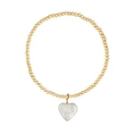Cause We Care-Pearl Heart Charm Beaded Bracelet-Bracelets-14k Gold Filled, White Pearl-Blue Ruby Jewellery-Vancouver Canada