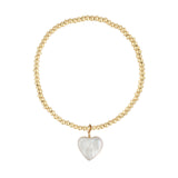 Cause We Care-Pearl Heart Charm Beaded Bracelet-Bracelets-14k Gold Filled, White Pearl-Blue Ruby Jewellery-Vancouver Canada