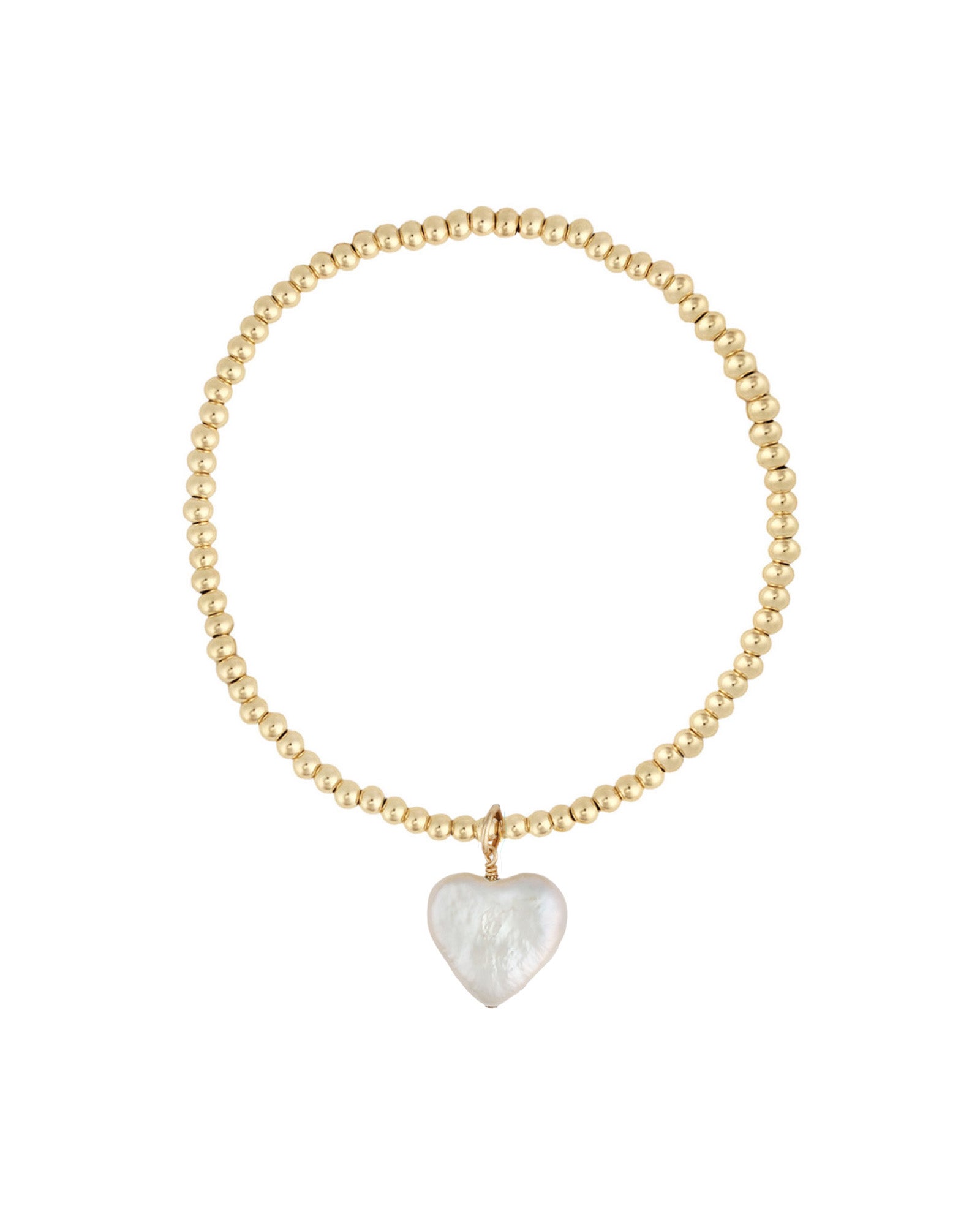 Cause We Care-Pearl Heart Charm Beaded Bracelet-Bracelets-14k Gold Filled, White Pearl-Blue Ruby Jewellery-Vancouver Canada