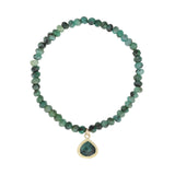 Drop Bezel Charm Beaded Bracelet | 4mm