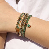Drop Bezel Charm Beaded Bracelet | 4mm
