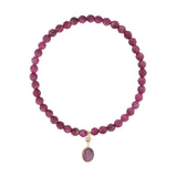 Drop Bezel Charm Beaded Bracelet | 4mm