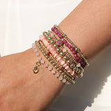 Drop Bezel Charm Beaded Bracelet | 4mm