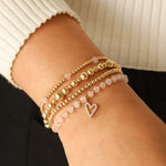 Cause We Care-Heart Charm Beaded Bracelet-Bracelets-Blue Ruby Jewellery-Vancouver Canada