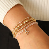 Cause We Care-Heart Charm Beaded Bracelet-Bracelets-Blue Ruby Jewellery-Vancouver Canada