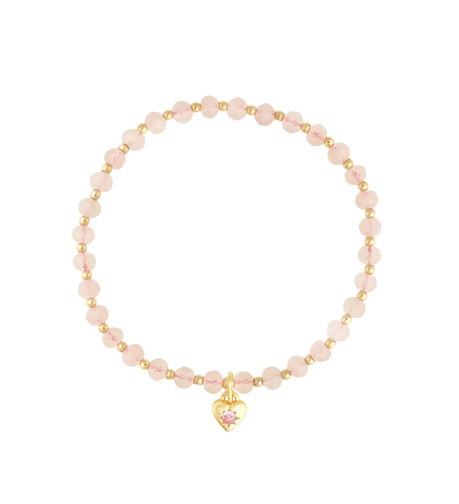 Cause We Care-Heart Charm Beaded Bracelet-Bracelets-14k Gold Filled, 14k Gold Vermeil, Rose Quartz-Blue Ruby Jewellery-Vancouver Canada