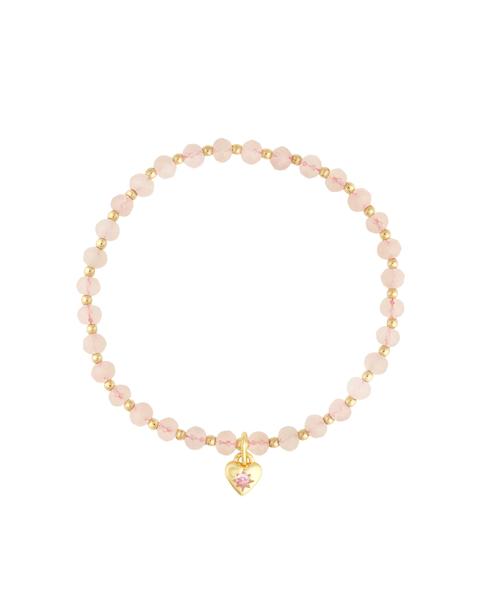 Cause We Care-Heart Charm Beaded Bracelet-Bracelets-14k Gold Filled, 14k Gold Vermeil, Rose Quartz-Blue Ruby Jewellery-Vancouver Canada
