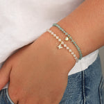Butterfly Charm Beaded Moonstone Bracelet 14k Gold Filled, Moonstone, Cubic Zirconia